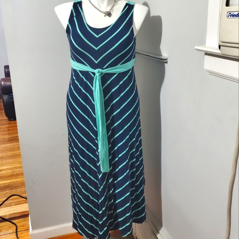 Liz Lange Maternity for Target turquoise & navy belted dress, size S